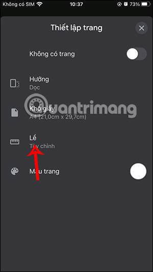 Adjust the margins of Docs documents on the phone 