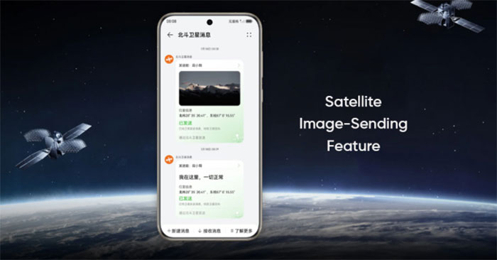 Tính năng gửi ảnh qua vệ tinh trên Pura 70 Ultra. Ảnh: Huawei