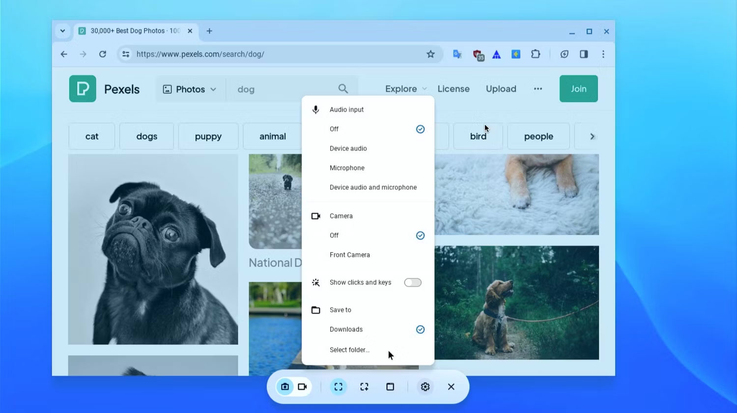 Thay đổi thư mục ảnh chụp màn hình mặc định trong ChromeOS