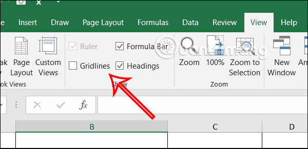 Bỏ dòng kẻ lưới trong Excel