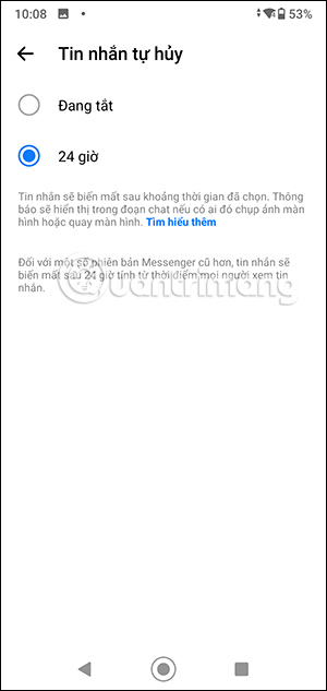 Xóa tin nhắn Messenger tự động