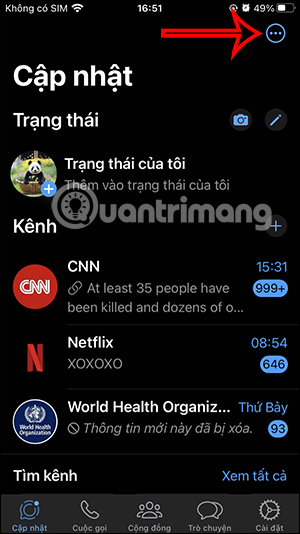 Tùy chọn status WhatsApp