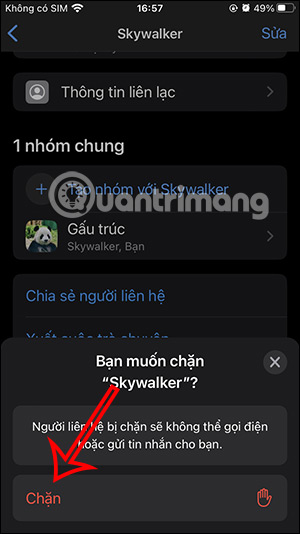 Block tài khoản WhatsApp