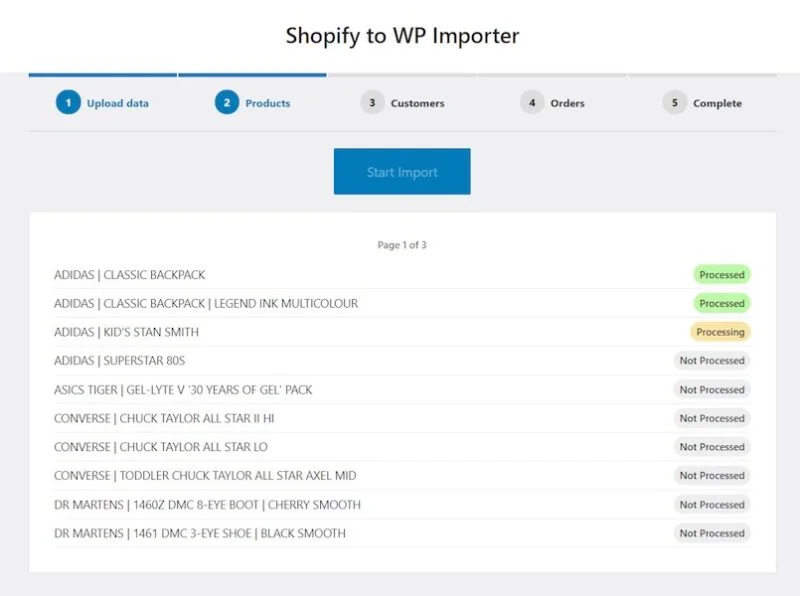Import Shopify to WP