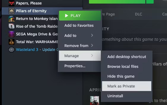 Ẩn game khỏi Steam Family