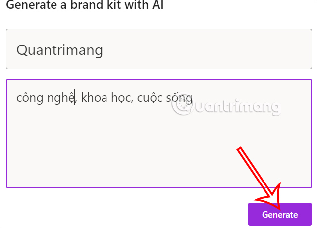 Nhập logo muốn tạo Microsoft Designer