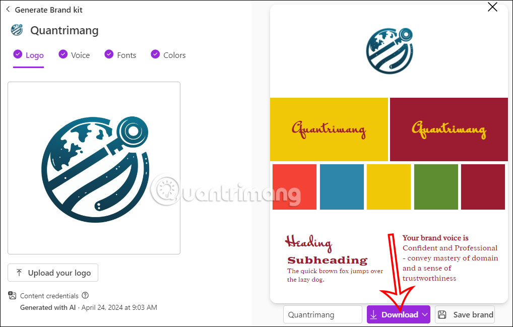 Tải bộ thương hiệu Microsoft Designer