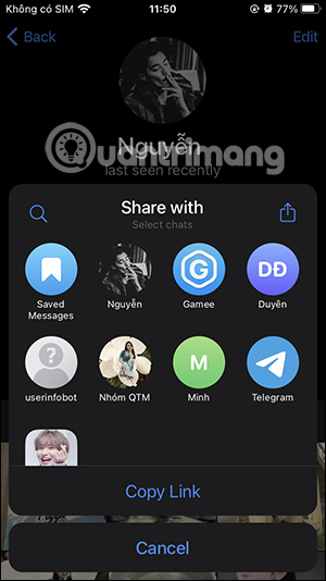 Chia sẻ tài khoản Telegram khác