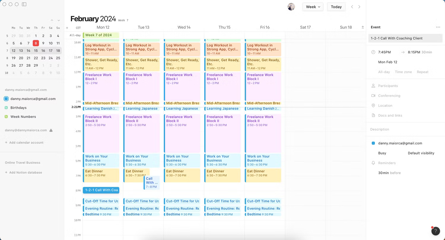 Tạo và tùy chỉnh cuộc họp mới sẽ lên lịch trong Notion Calendar