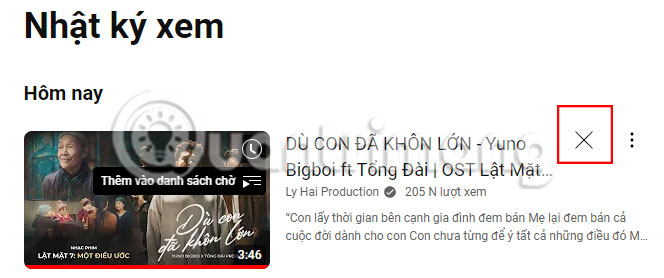 Xóa một video khỏi lịch sử
