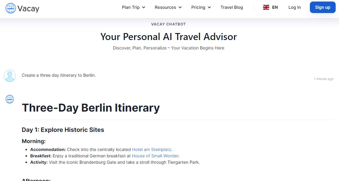 Vacay Chatbot