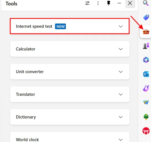 Công cụ đo tốc độ Internet trên Edge
