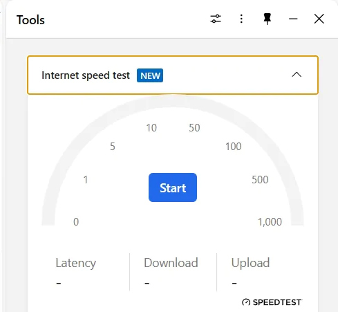 Dùng công cụ đo tốc độ Internet trên Edge