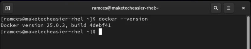 Phiên bản hạ cấp của Docker đang chạy trong RHEL.