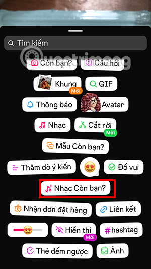Sticker chia sẻ nhạc trên Instagram