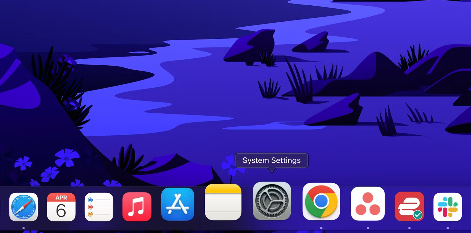 System Settings trong Dock
