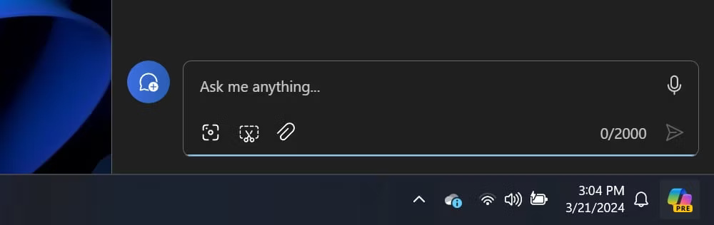 Prompt của Copilot trên Windows 11
