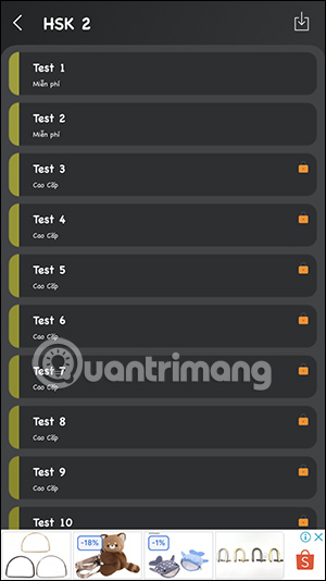 Chọn bài ôn thi HSK trên Hanzii Dict
