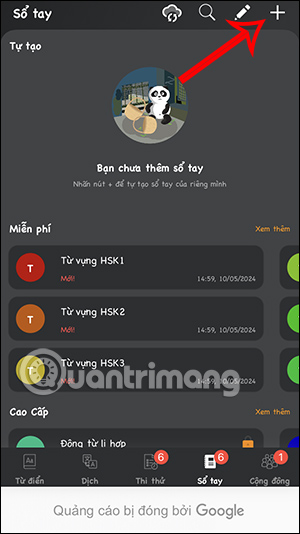 Thêm sổ tay từ vựng Hanzii Dict