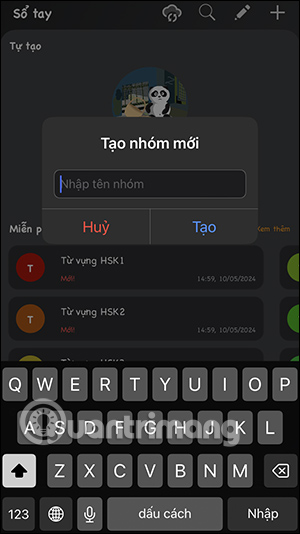 Tạo sổ tay từ vựng mới