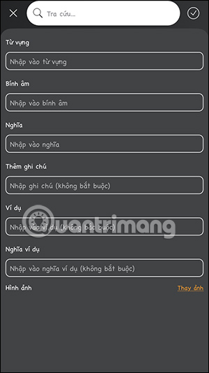Nhập nội dung từ vựng trong Hanzii Dict