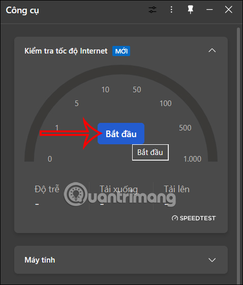 Dùng công cụ đo tốc độ mạng trên Edge 