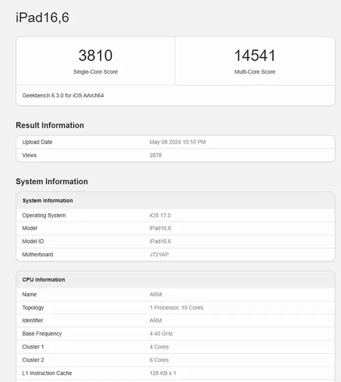 Điểm Geekbench của Apple M4