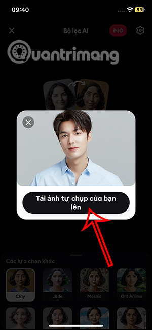 Tải ảnh lên Remini