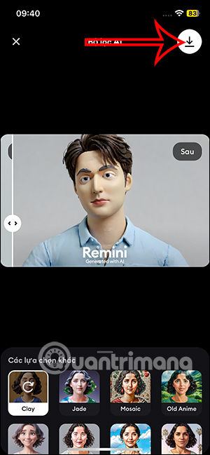 Tải ảnh trên Remini