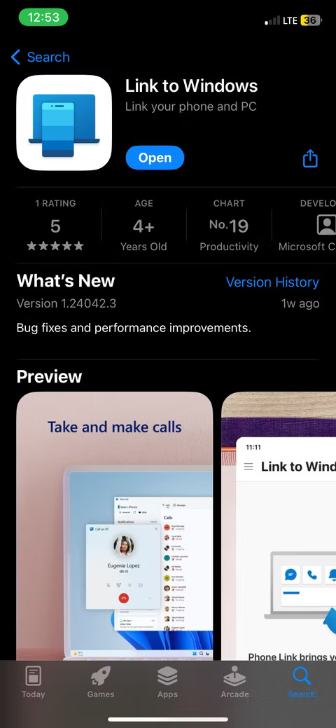 Tải ứng dụng Link to Windows trên iPhone.
