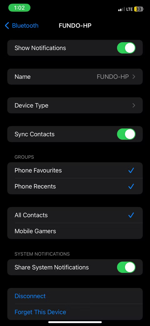 Cài đặt Bluetooth của PC Windows trên iPhone.