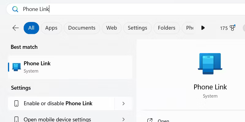 Mở ứng dụng Phone Link trên Windows.