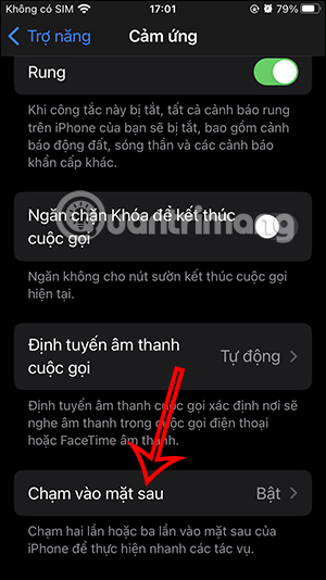 Thao tác chạm mặt sau iPhone