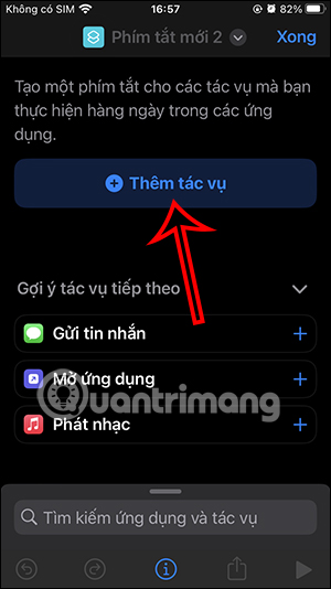 Thêm tác vụ phím tắt