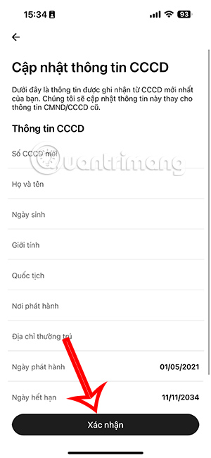 Thông tin trên thẻ CCCD