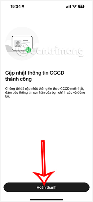 Hoàn thành cập nhật dữ liệu sinh trắc học trên Techcombank Mobile