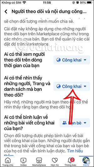 Chỉnh chế độ hiện Fanpage theo dõi