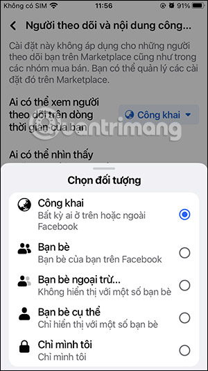 Chỉnh chế độ hiện Fanpage theo dõi