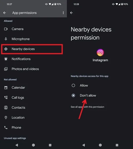 Tắt Bluetooth cho một số ứng dụng được chọn trên Android.