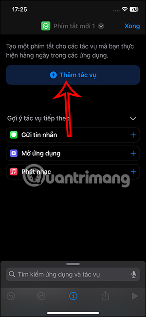 Thêm tác vụ phím tắt