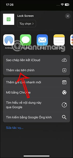 Thêm phím tắt màn hình chính iPhone