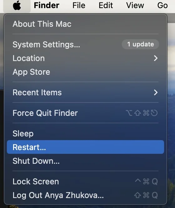 Khởi động lại máy Mac