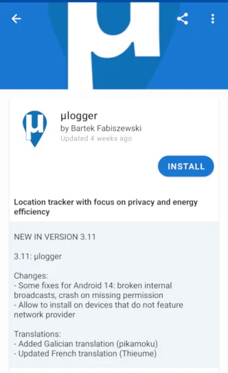 Ứng dụng GPS Ulogger dành cho Android.
