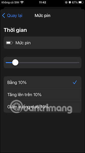 Đổi mức % pin