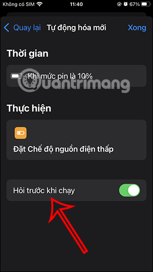 Hỏi trước khi chạy tác vụ