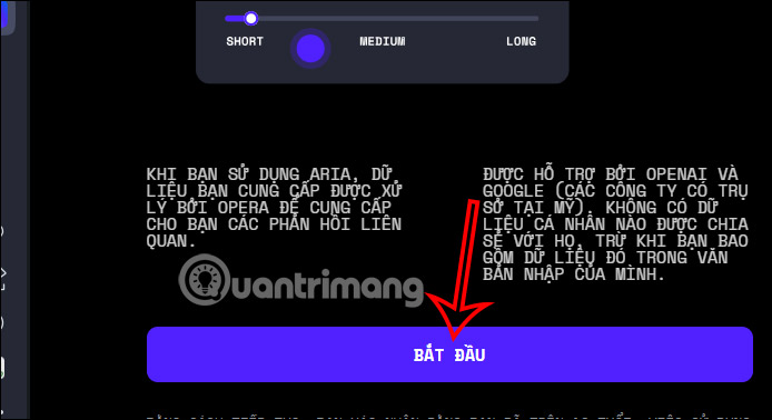 Sử dụng chatbot Opera Aria