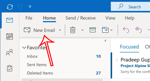 Tạo email mới trên Outlook 