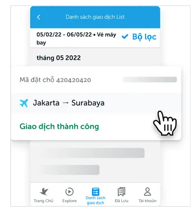 Tìm chuyến bay muốn hoàn tiền trên Traveloka