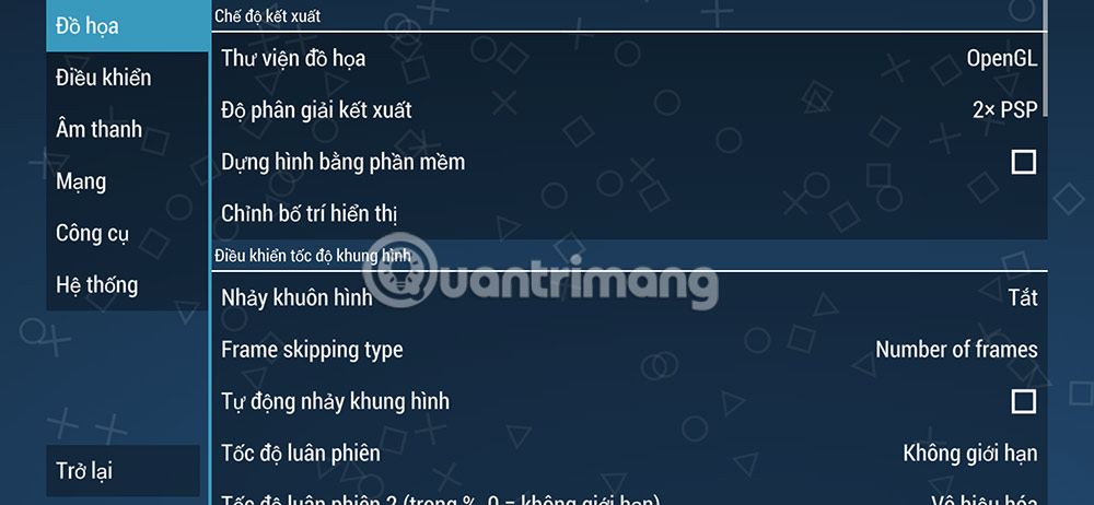 Cấu hình game PSP trên PPSSPP iPhone