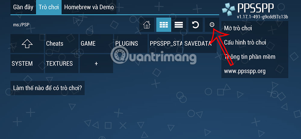Giao diện PPSSPP iPhone